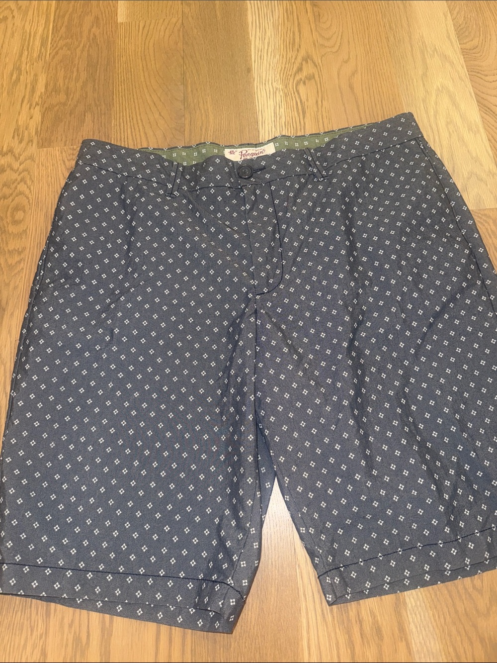 Original Penguin Navy Diamond-Print Flat Front Shorts